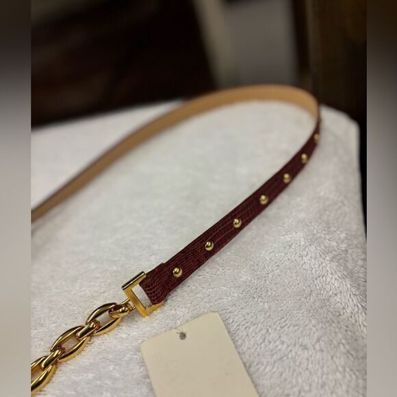 Boston Proper Ladies Leather & Gold Chain Belt main image 4